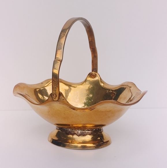 Solid Brass Basket with Handle - Picture 1 of 6